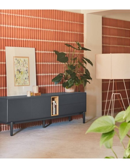 MESA DE TV TEULAT CORVO 180x40, COR CINZA ANTRACITE