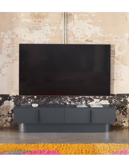 Teulat Mueble de TV TOTEM 200x45, MDF lacado gris antracita.