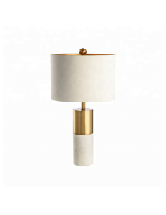 Lámpara sobremesa MARISA, mármol blanco, pantalla blanca.