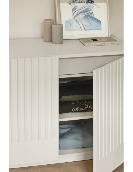 Teulat COMODA DORIC 100 x 48, interior em MDF lacado branco creme.