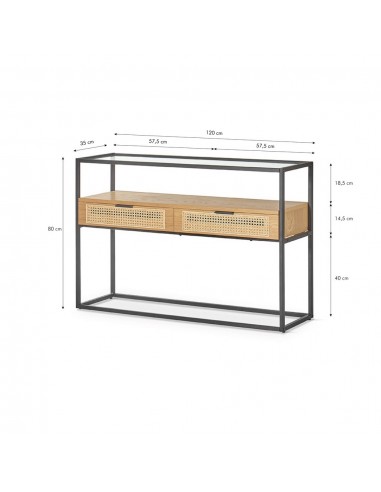 Consola KANDAS 120x35, vidro, madeira natural e...