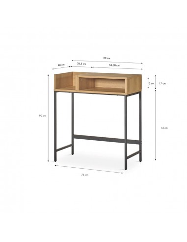 Consola recibidor OMGA 80x40, madera natural y...