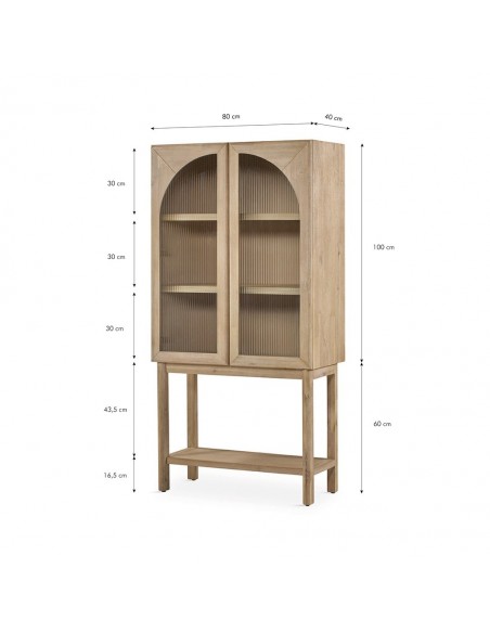 Vitrina alta en cubo CATANIA 80 x 40, madera natural.