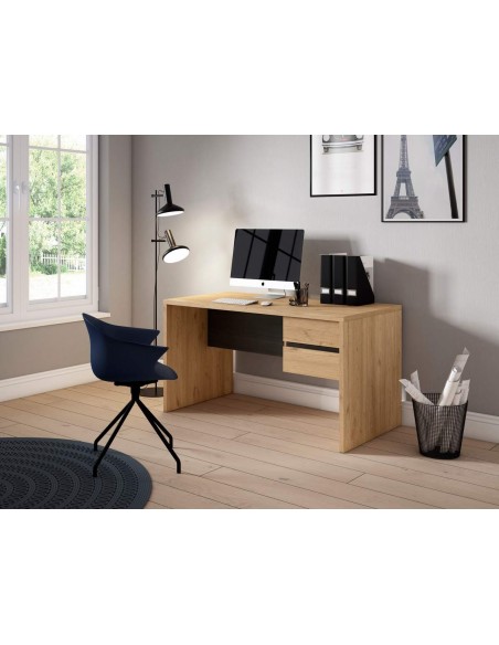 Escritorio moderno TOM 136 x 68 melamina natural y negro