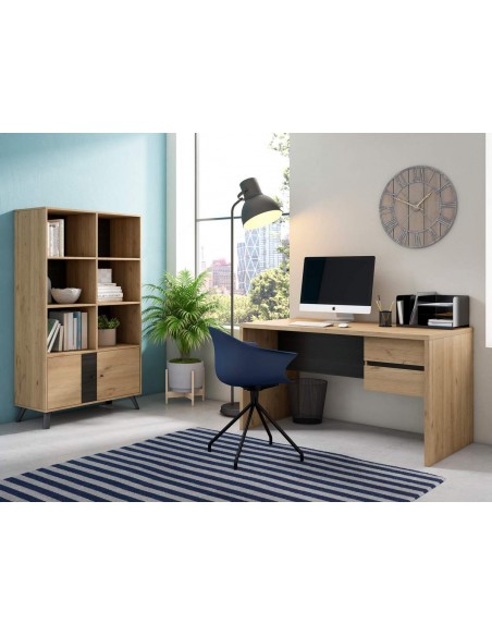 Escritorio moderno TOM 136 x 68 melamina natural y negro