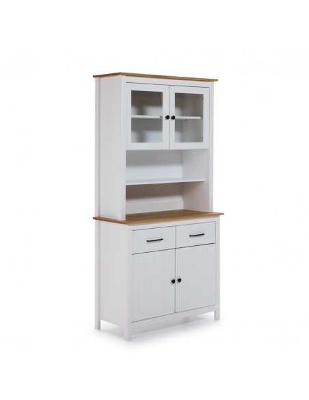 Buffet Mediterrâneo MIRANDA 90 x 180, madeira de pinho encerada e BRANCO