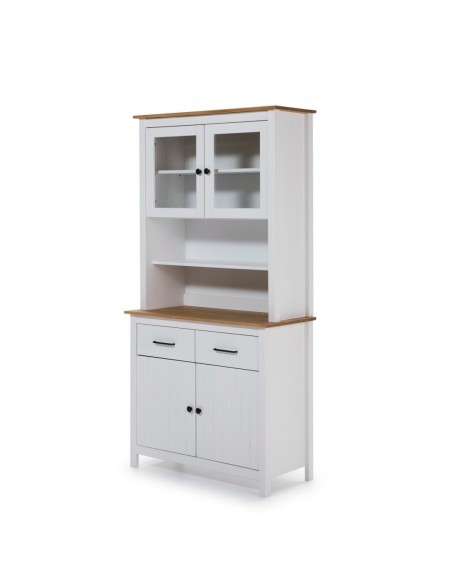 Buffet Mediterrâneo MIRANDA 90 x 180, madeira de pinho encerada e BRANCO