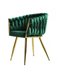 Silla con brazos GIO, metal cromado dorado, tapizado...