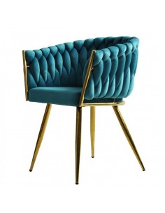 Silla con brazos GIO, metal cromado dorado, tapizado...