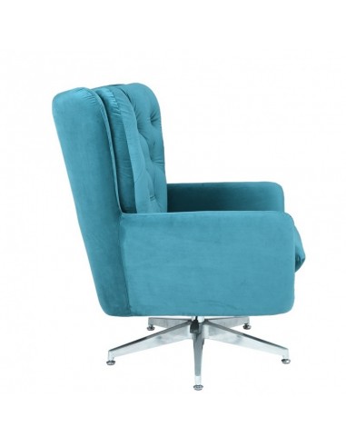 Butaca giratoria KODY de terciopelo turquesa y...