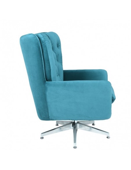 copy of Poltrona giratória KODY em veludo turquesa e pernas cromadas.