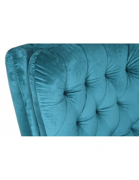 Butaca giratoria KODY de terciopelo turquesa y patas cromadas.