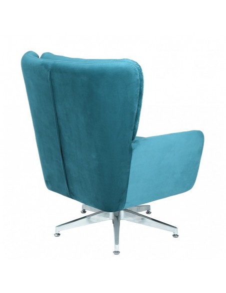 copy of Poltrona giratória KODY em veludo turquesa e pernas cromadas.