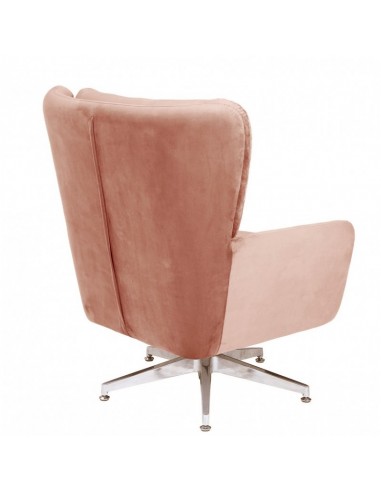 Poltrona giratória KODY em veludo rosa e pernas...