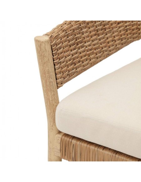 Set exterior Pola apilable sofá 2 plazas y 2 butacas madera eucalipto y ratán sintético