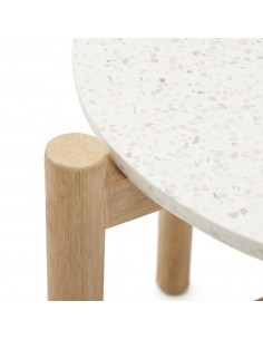 Mesa auxiliar Pola de cemento y madera maciza de... 2