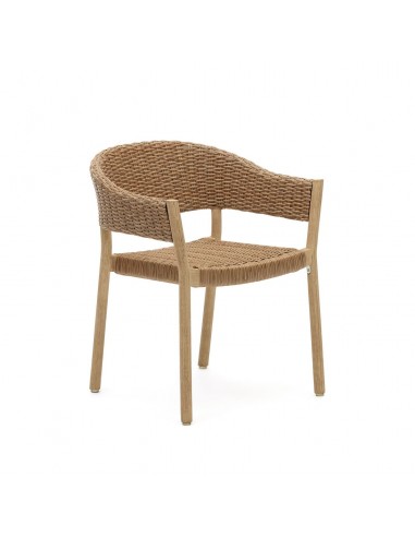 Silla apilable exterior Pola madera eucalipto y ratán sintético