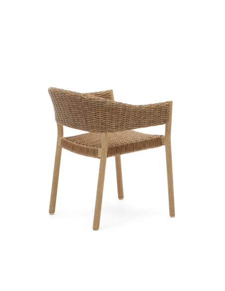 Silla apilable exterior Pola madera eucalipto y ratán sintético