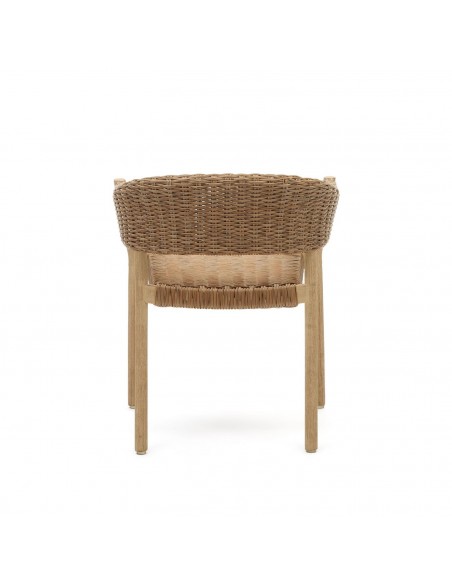 Silla apilable exterior Pola madera eucalipto y ratán sintético