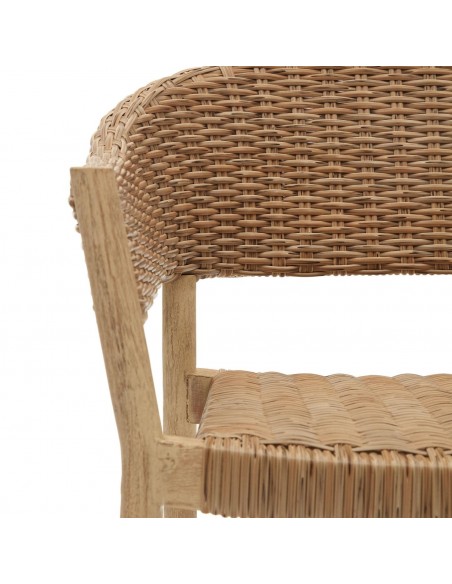 Cadeira empilhável para exterior Pola em madeira de eucalipto e rattan sintético