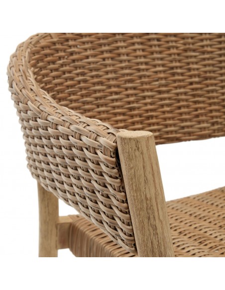Silla apilable exterior Pola madera eucalipto y ratán sintético