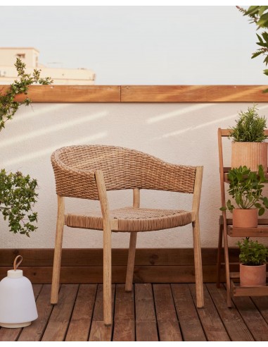 Silla apilable exterior Pola madera eucalipto y...