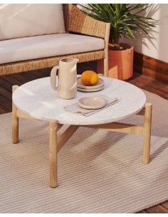 Mesa exterior de centro Pola 84, cemento y madera eucalipto 2