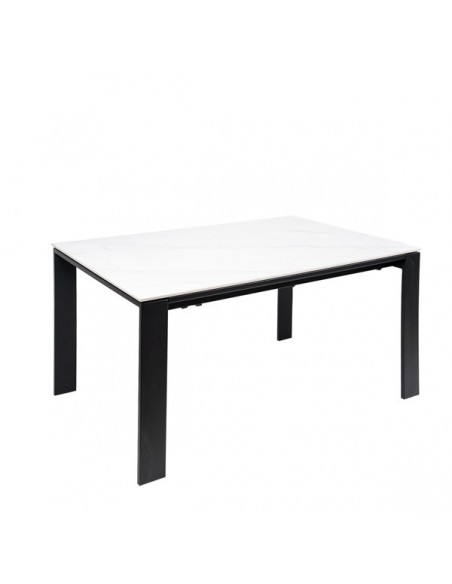 Mesa extensible JANET 140 (190-240) x 90. Porcelánico blanco y metal