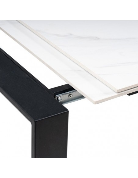Mesa extensible JANET 140 (190-240) x 90. Porcelánico blanco y metal