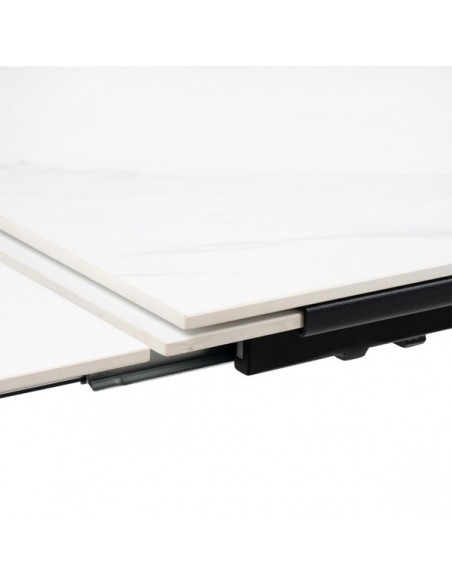 Mesa extensible JANET 140 (190-240) x 90. Porcelánico blanco y metal