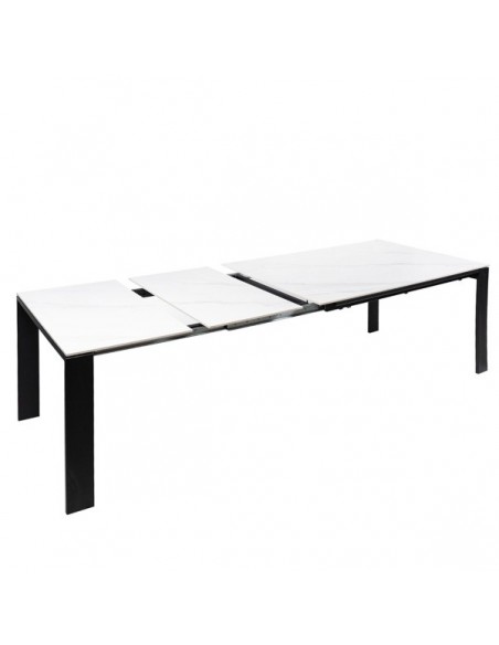 Mesa extensible JANET 140 (190-240) x 90. Porcelánico blanco y metal