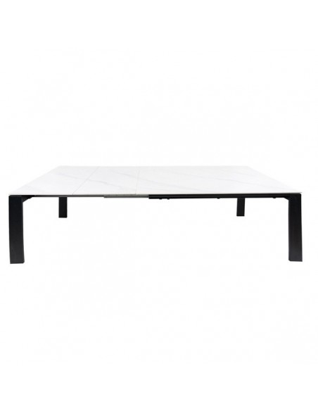 Mesa extensível JANET 140 (190-240) x 90. Porcelânico branco e base metálica