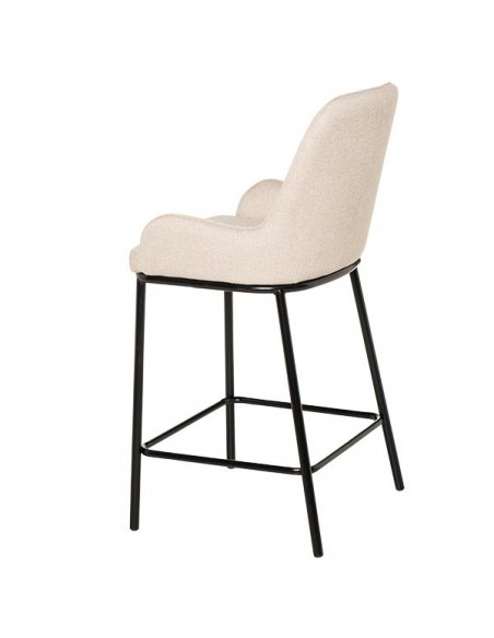 Taburete bajo MILTON 65, tejido beige y patas de metal