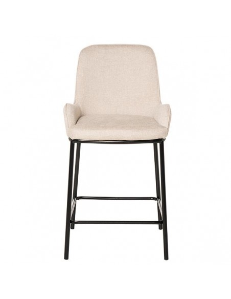 Taburete bajo MILTON 65, tejido beige y patas de metal