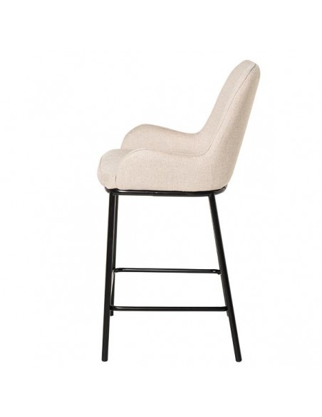 Taburete bajo MILTON 65, tejido beige y patas de metal