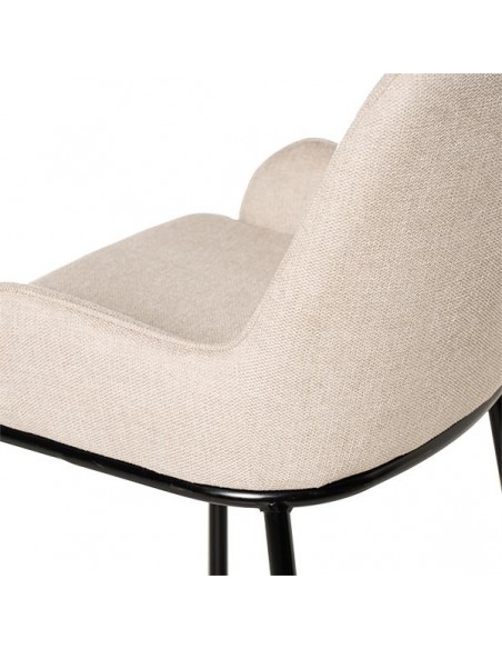 Taburete bajo MILTON 65, tejido beige y patas de metal