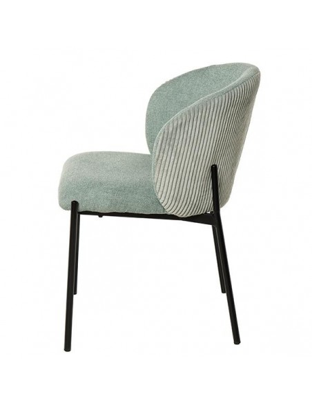Silla de comedor FAINA tejido menta y patas metal negro.