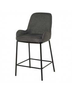 Taburete bajo MILTON 65, tejido gris oscuro y metal negro.