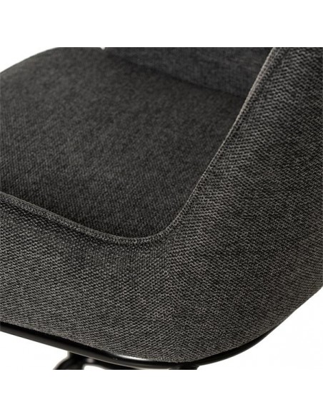 Taburete bajo MILTON 65, tejido gris oscuro y metal negro.