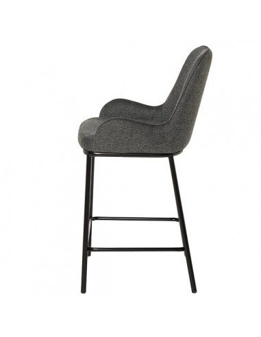 Banqueta baixa MILTON, tecido cinza escuro e...