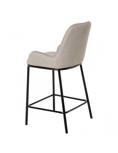 Taburete bajo MILTON 65, tejido gris claro y metal negro.