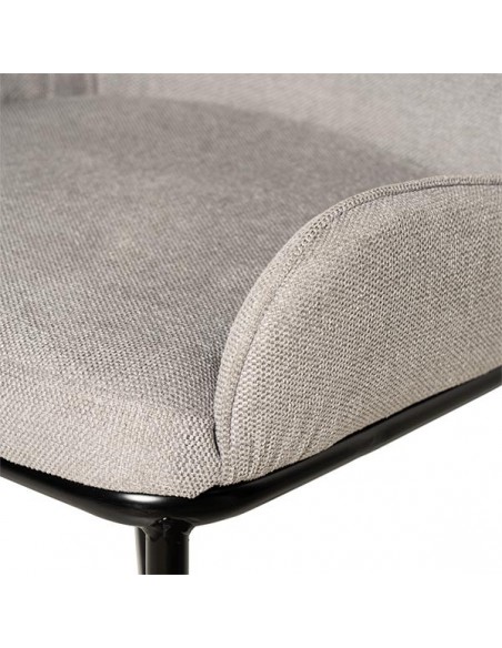 Taburete bajo MILTON 65, tejido gris claro y metal negro.