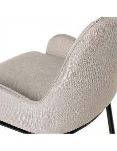 Taburete bajo MILTON 65, tejido gris claro y metal negro. 2