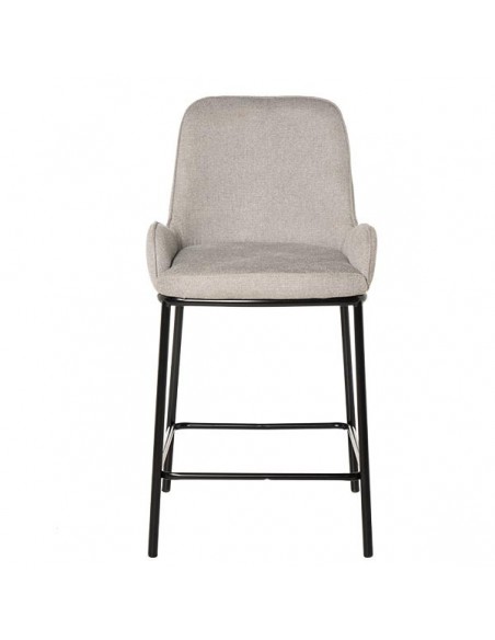 Taburete bajo MILTON 65, tejido gris claro y metal negro.