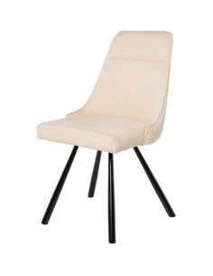 Silla para comedor Danica tejido beige y metal negro.