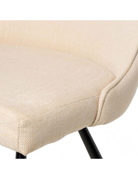 Silla para comedor Danica tejido beige y metal negro.