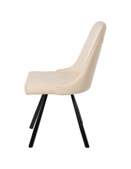 Silla para comedor Danica tejido beige y metal negro.
