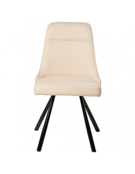 Silla para comedor Danica tejido beige y metal negro.