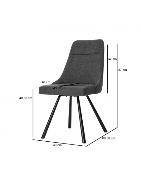 Silla para comedor Danica tejido beige y metal negro.