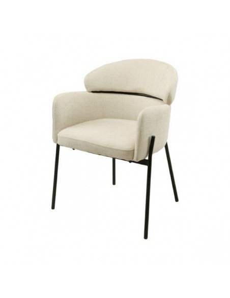 Silla con brazos SALLY de tejido Tango y acero en negro.
